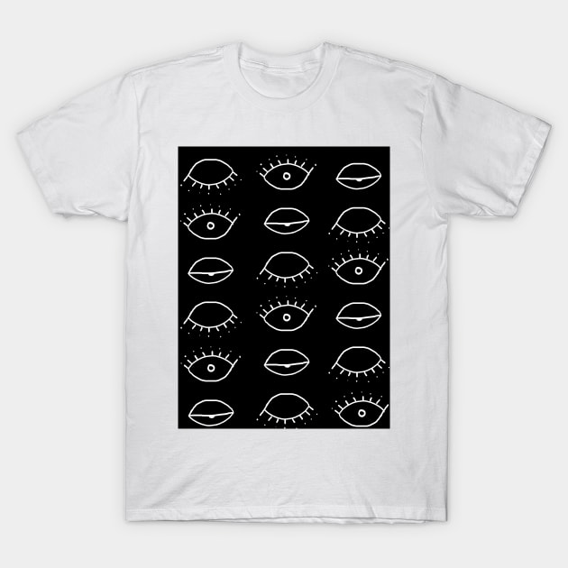 Three eyes pattern on black T-Shirt by marlenecanto